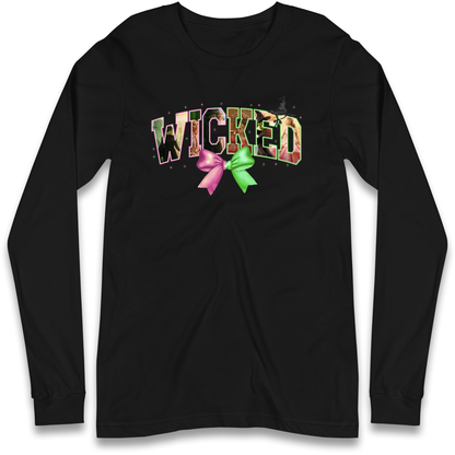 Wicked Pink and Green Bow Longsleeve T Shirt