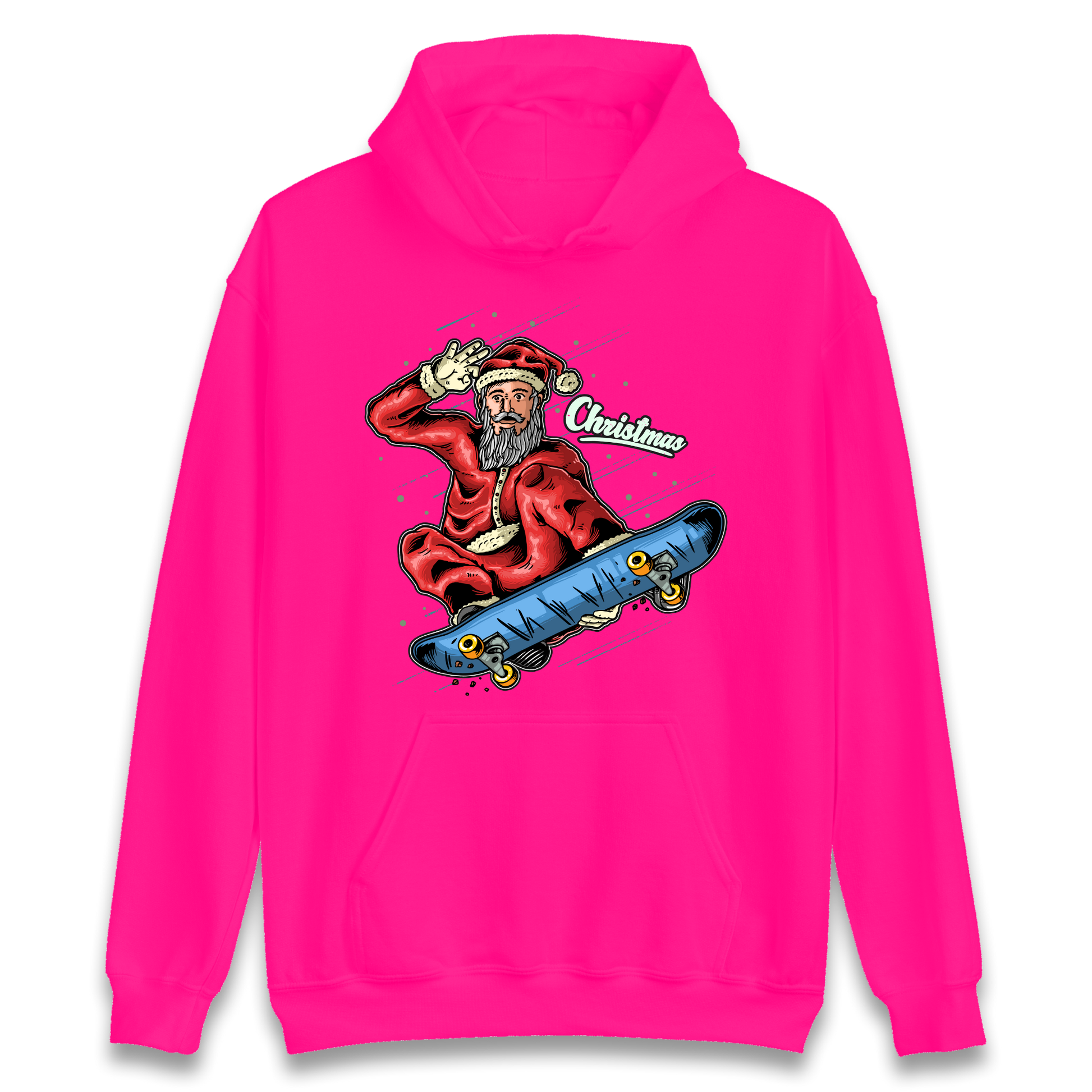 Santa Skateboarding Christmas Hoodie