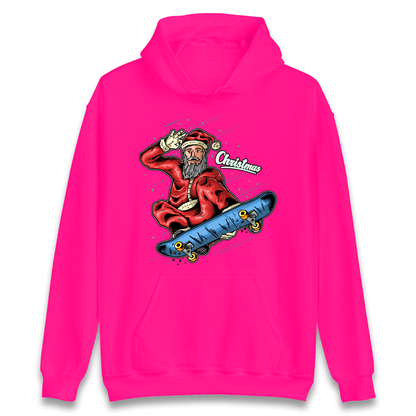 Santa Skateboarding Christmas Hoodie