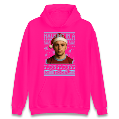 Jared Bowen walking in a Bowen Wonderland Christmas Hoodie
