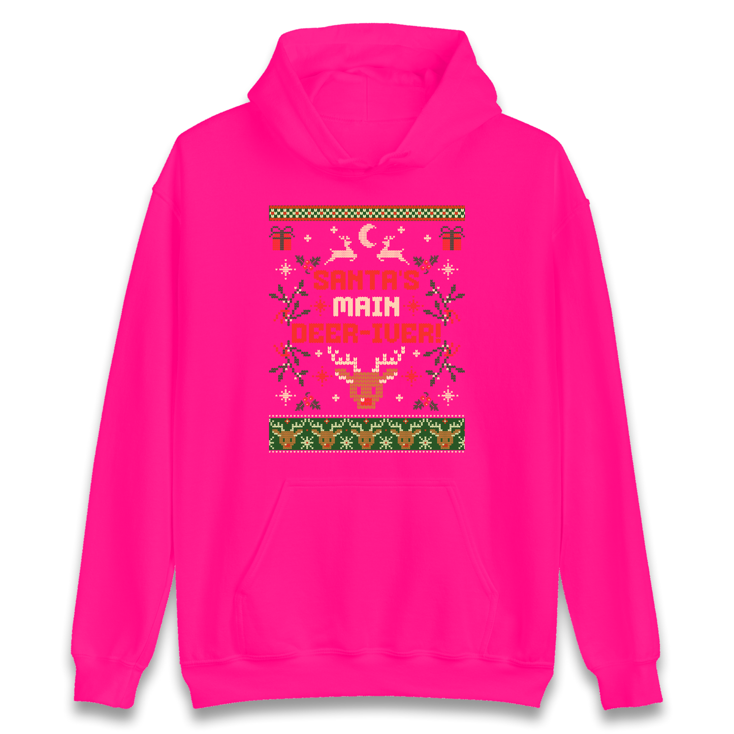 Santas Main Deer iver Christmas Hoodie