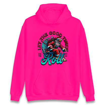 Santa Surfing Let The Good Times Roll Christmas Hoodie