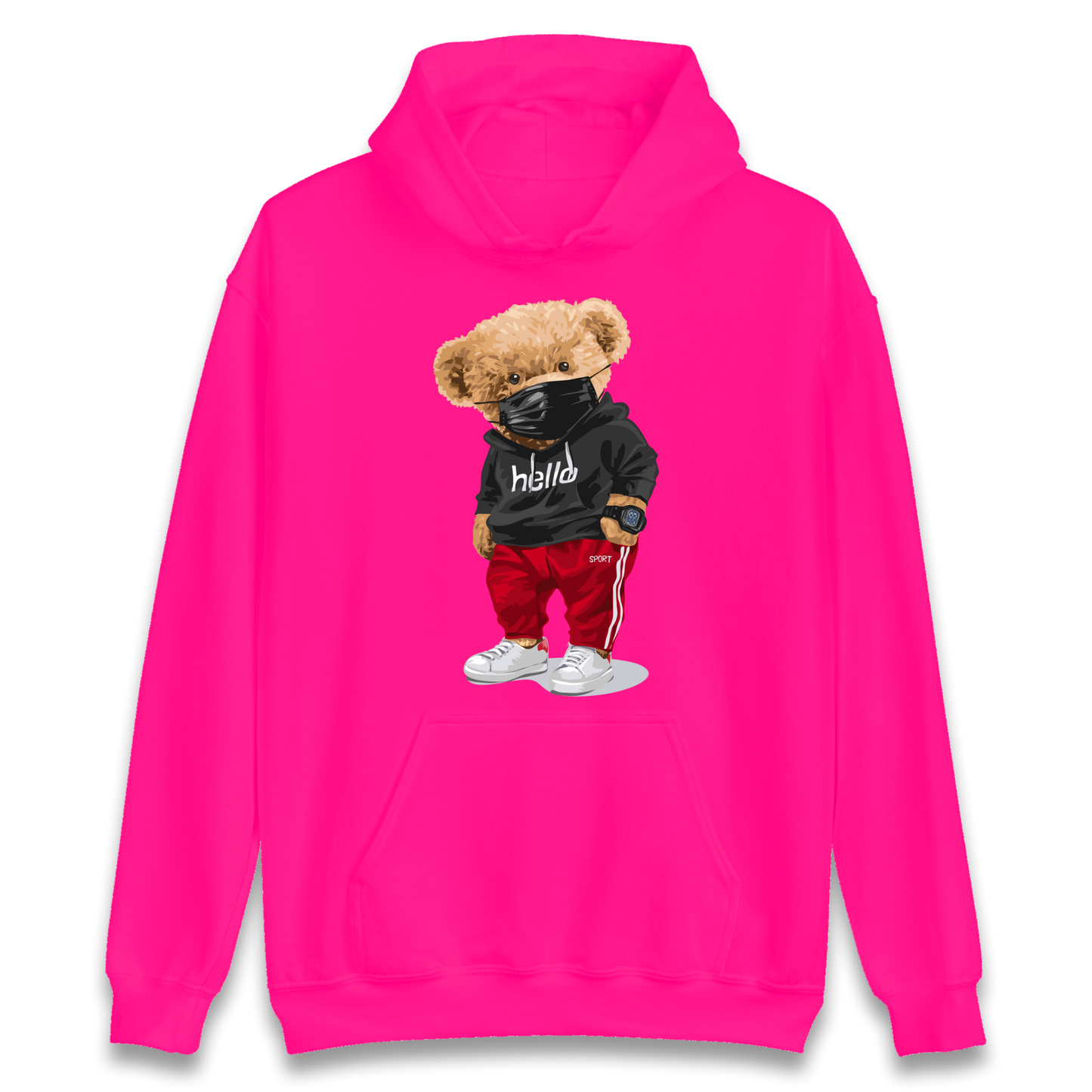 Teddy Bear Hello Streetwear Hoodie