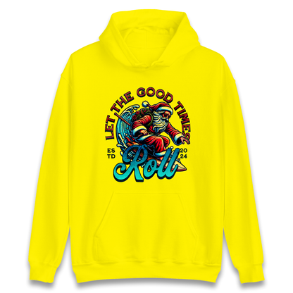 Santa Surfing Let The Good Times Roll Christmas Hoodie