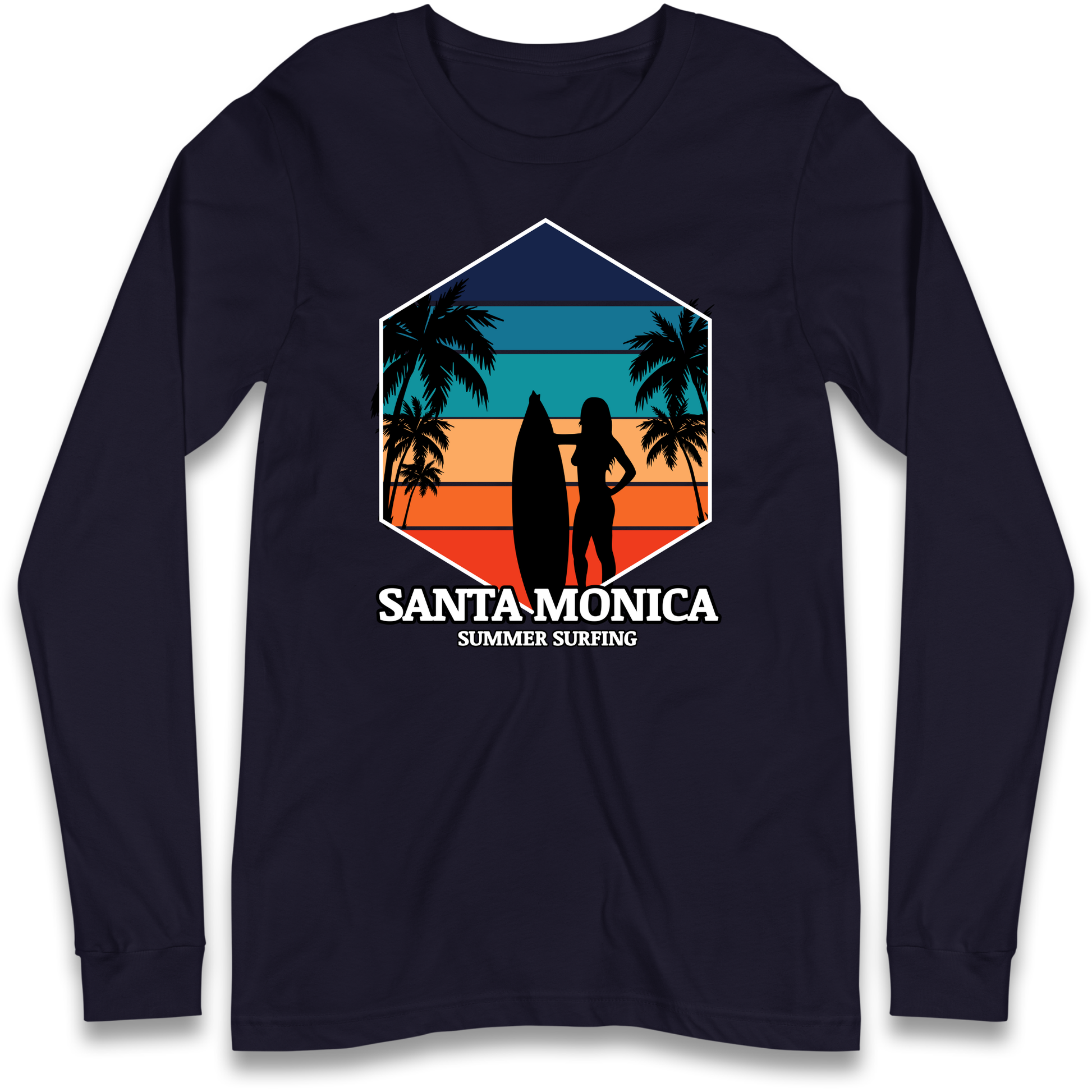Santa Monica Summer Surfing Longsleeve T Shirt