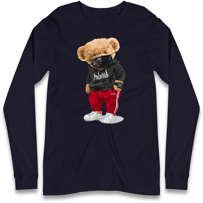 Teddy Bear Hello Streetwear Longsleeve T Shirt