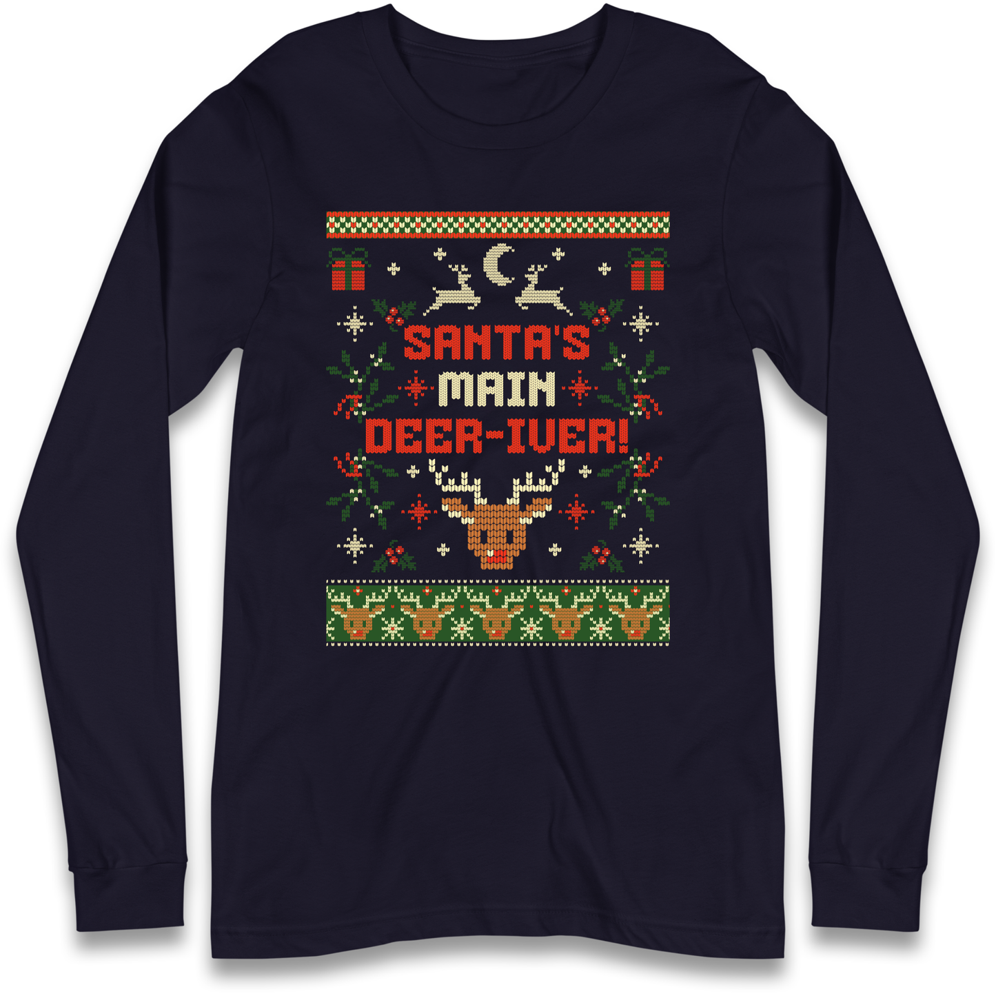 Santas Main Deer iver Christmas Longsleeve T Shirt