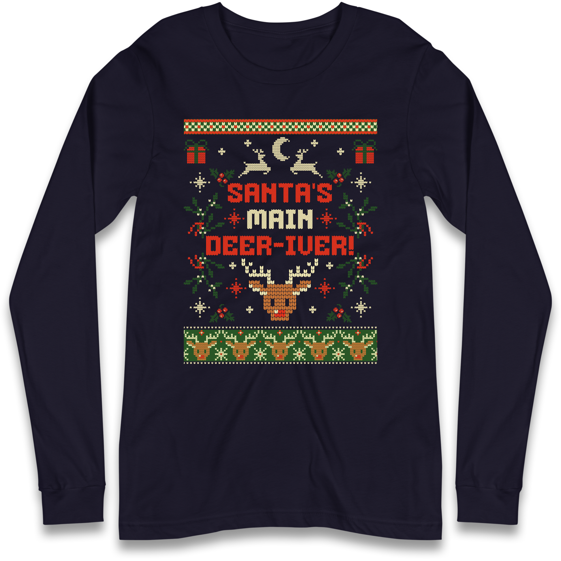 Santas Main Deer iver Christmas Longsleeve T Shirt