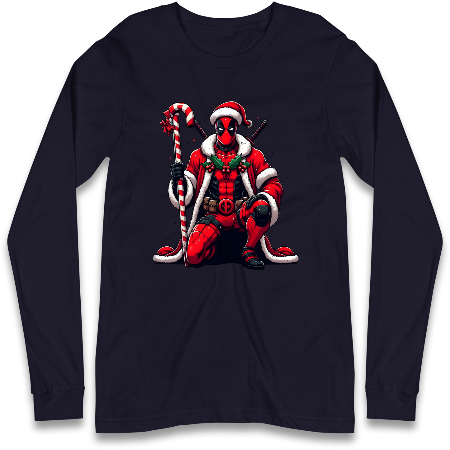 DeadPool Candy Cane Santa Longsleeve T Shirt