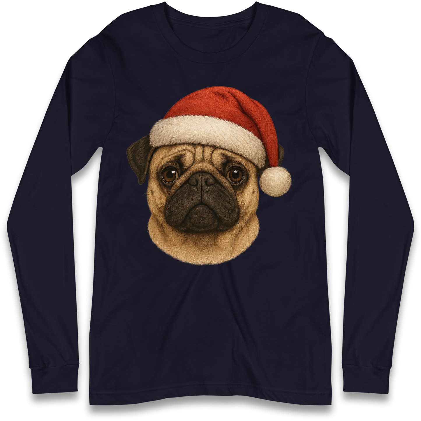 Pug Face Christmas Longsleeve T Shirt