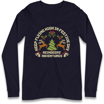 Keep Flying High In Festive Sky Christmas Longsleeve T Shirt