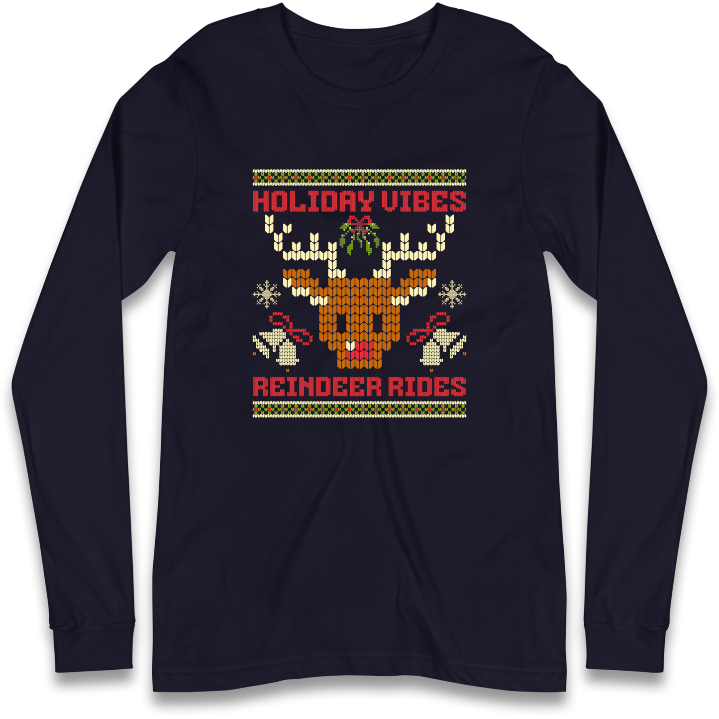 Holiday Vibes Reindeer Rides Christmas Longsleeve T Shirt