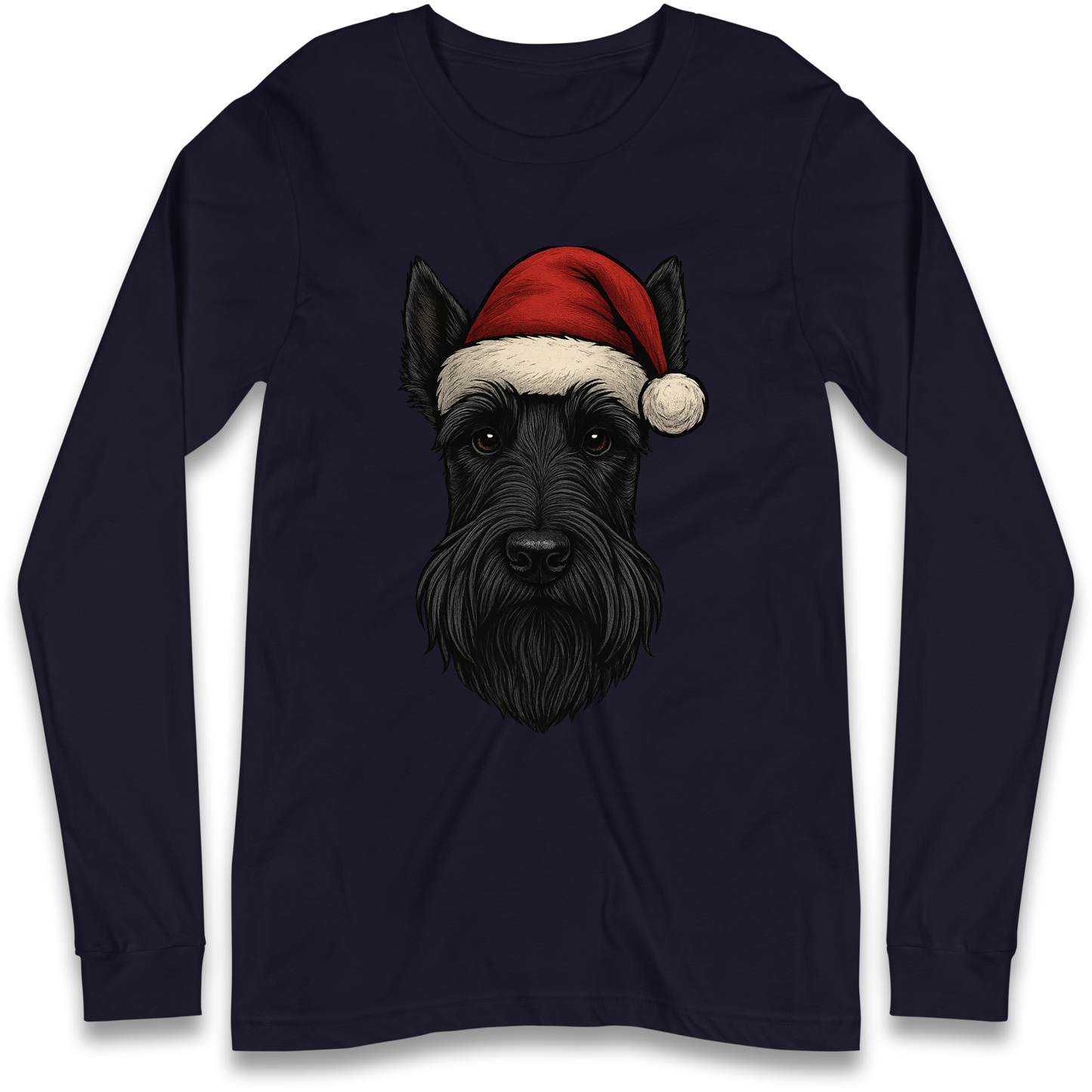 Scottish Terrier Face Christmas Longsleeve T Shirt