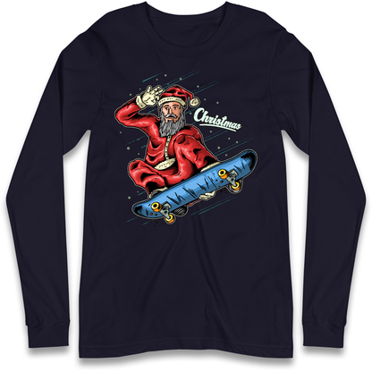 Santa Skateboarding Christmas Longsleeve T Shirt