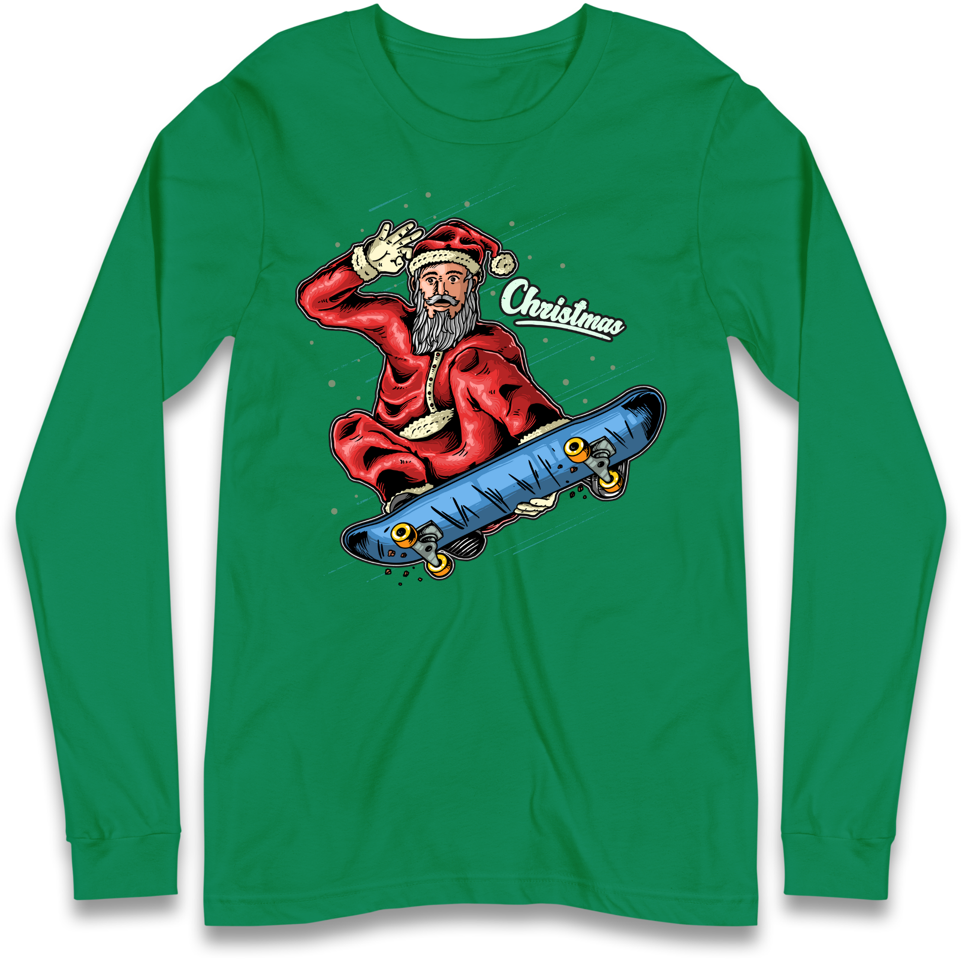 Santa Skateboarding Christmas Longsleeve T Shirt