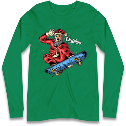Santa Skateboarding Christmas Longsleeve T Shirt