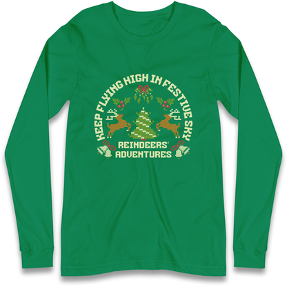 Keep Flying High In Festive Sky Christmas Longsleeve T Shirt
