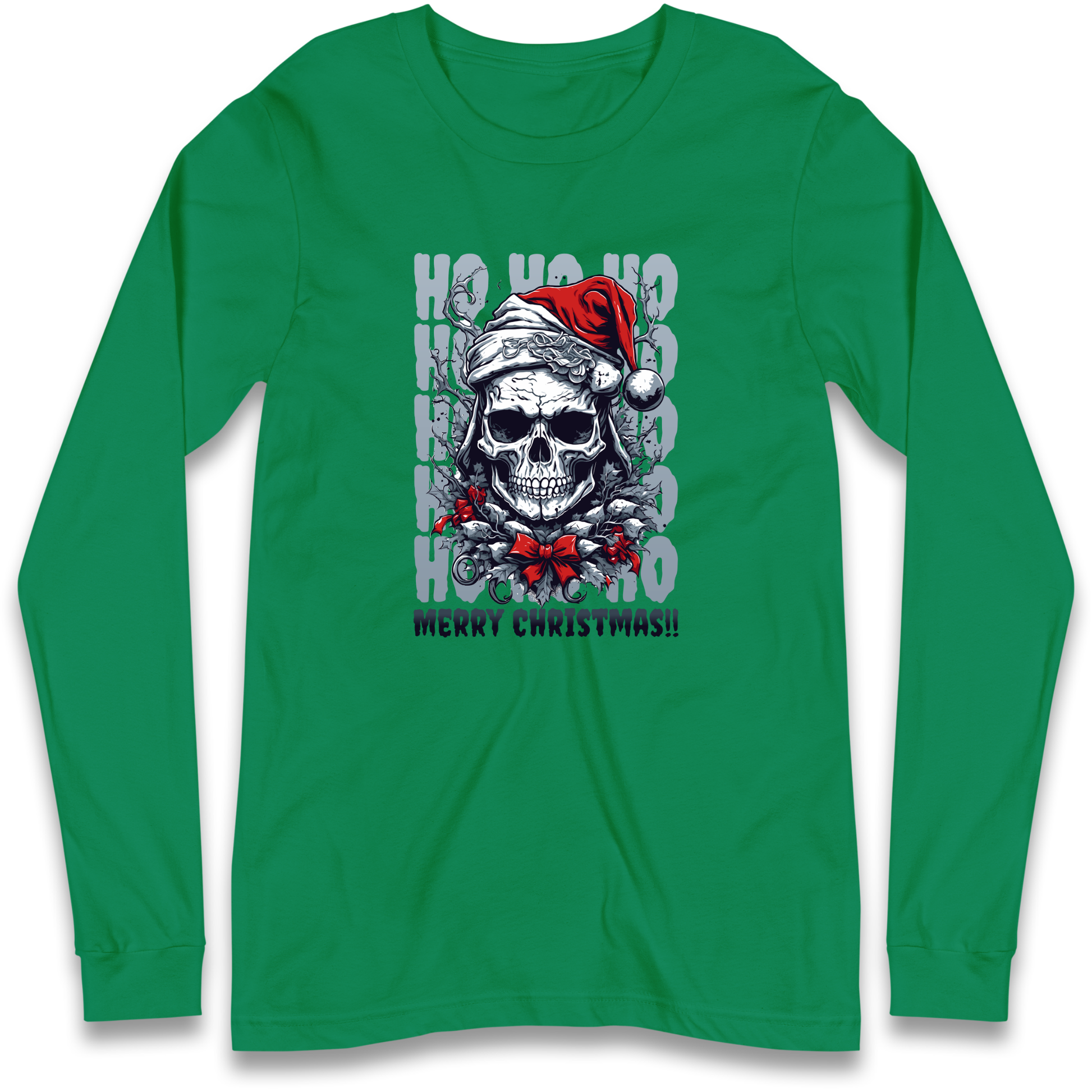 HO HO HO Santa Skelington Christmas Longsleeve T Shirt