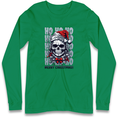 HO HO HO Santa Skelington Christmas Longsleeve T Shirt