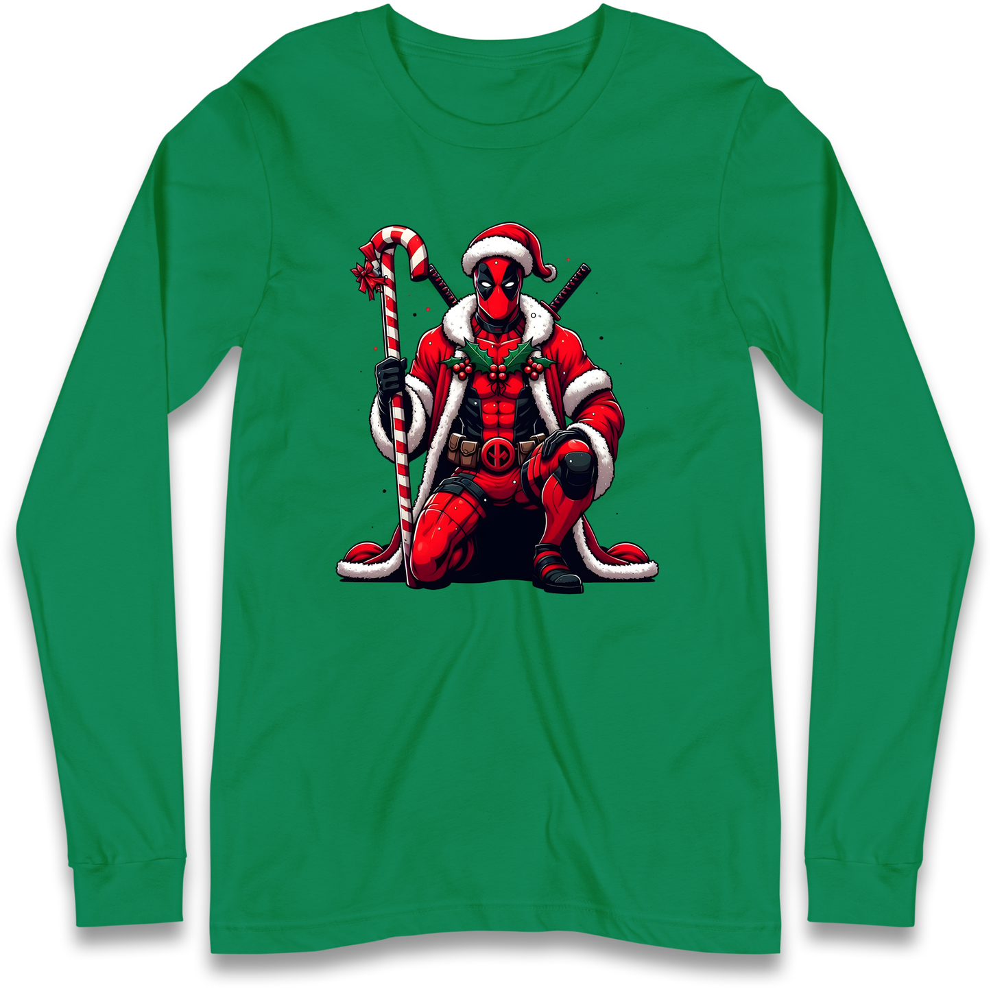 DeadPool Candy Cane Santa Longsleeve T Shirt