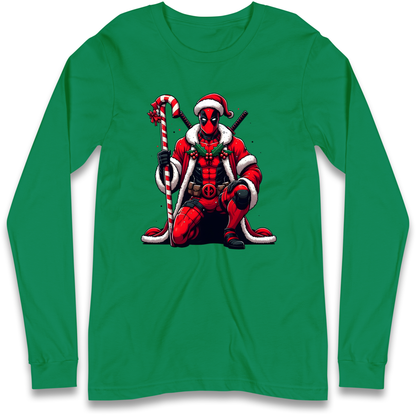 DeadPool Candy Cane Santa Longsleeve T Shirt