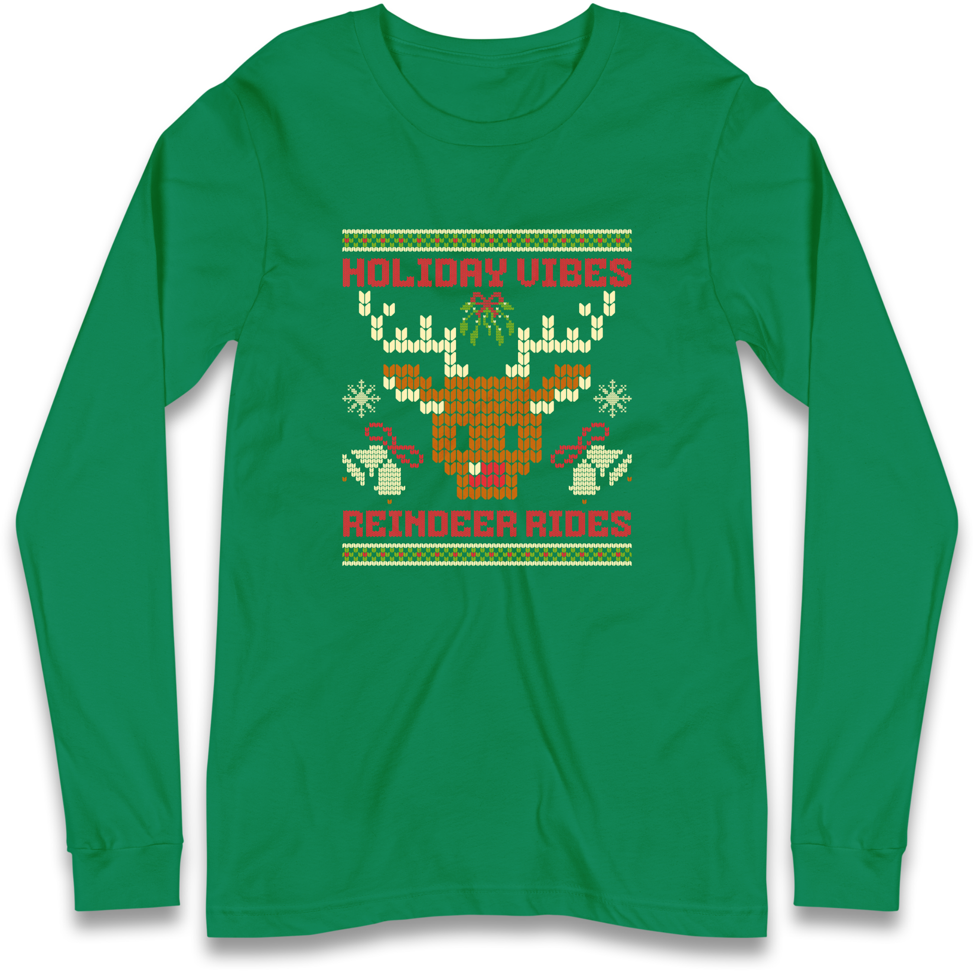 Holiday Vibes Reindeer Rides Christmas Longsleeve T Shirt