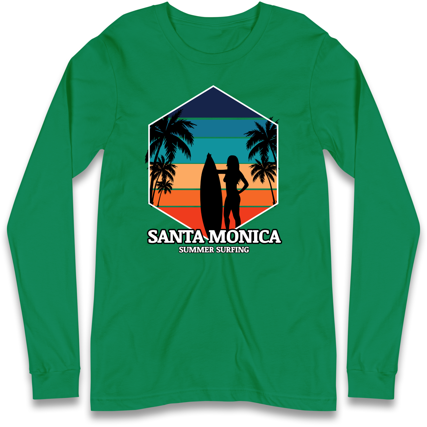 Santa Monica Summer Surfing Longsleeve T Shirt