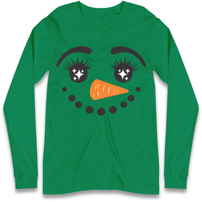 Snowman Face Christmas Longsleeve T Shirt