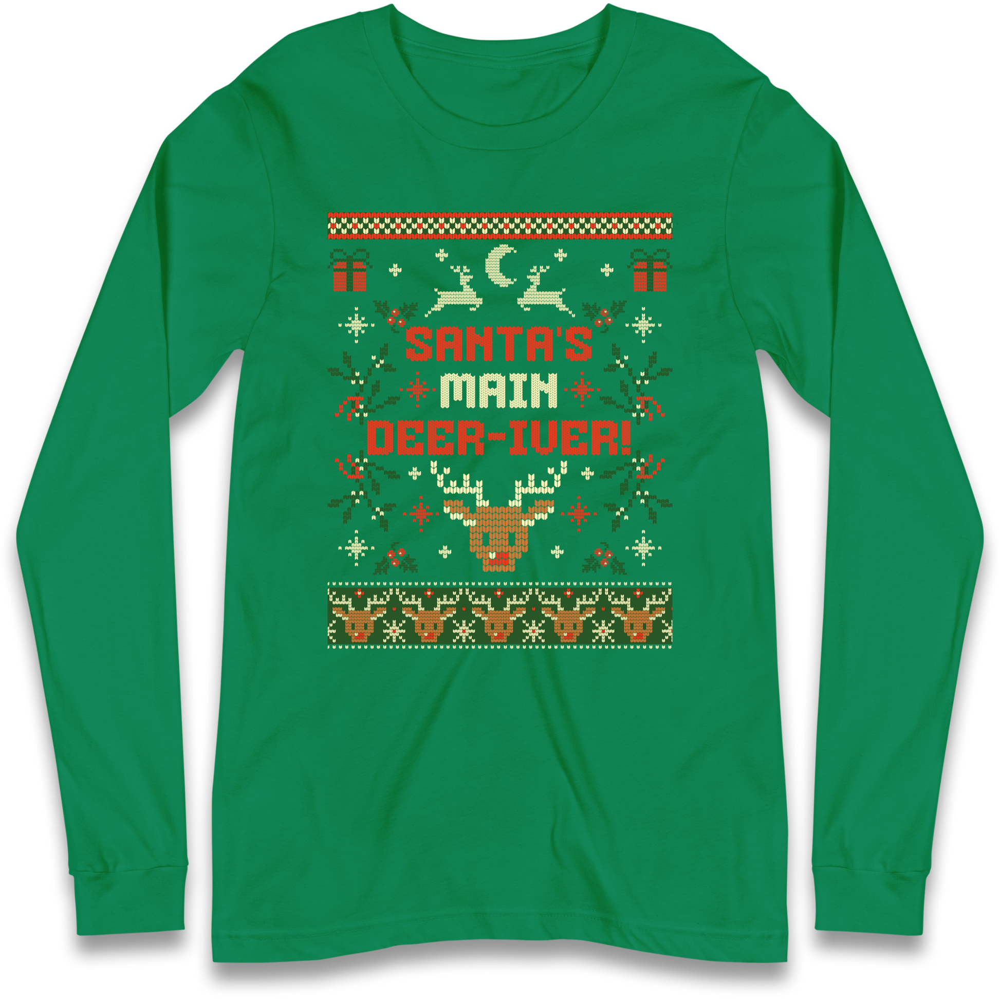 Santas Main Deer iver Christmas Longsleeve T Shirt