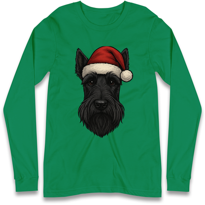 Scottish Terrier Face Christmas Longsleeve T Shirt