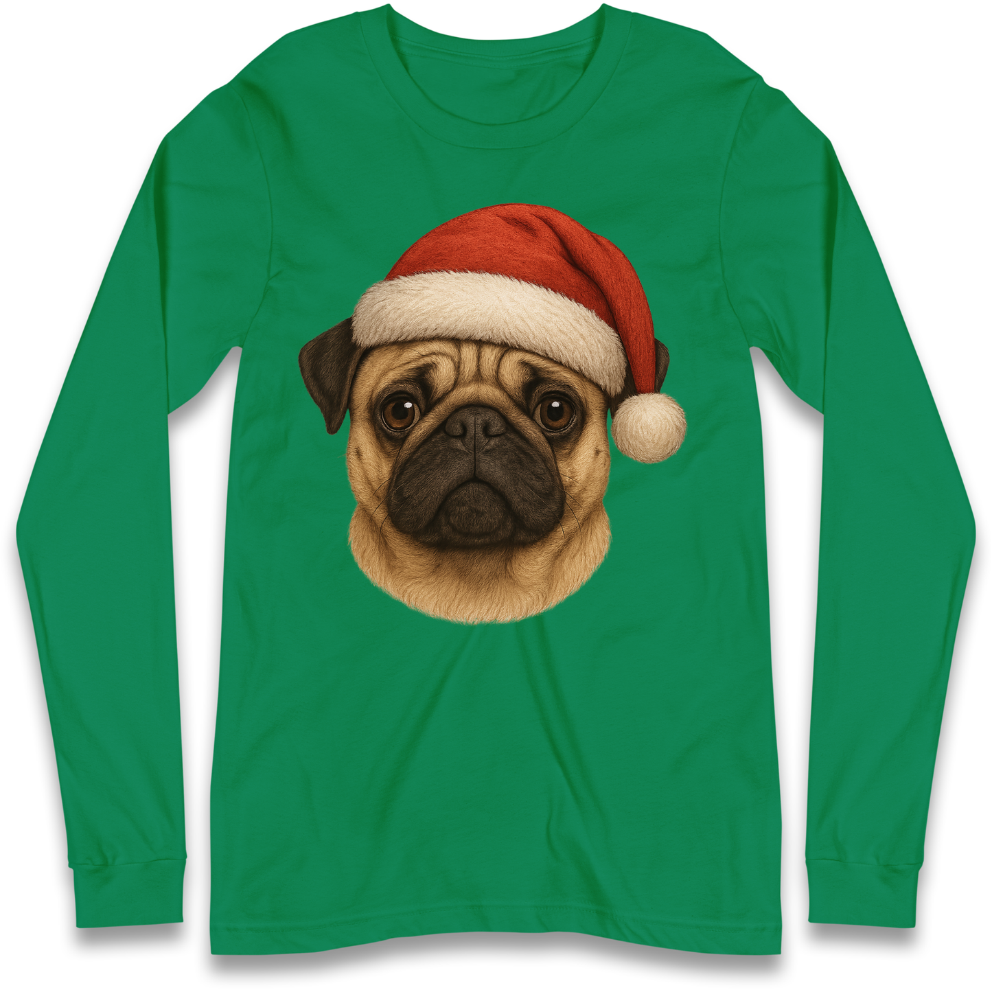 Pug Face Christmas Longsleeve T Shirt
