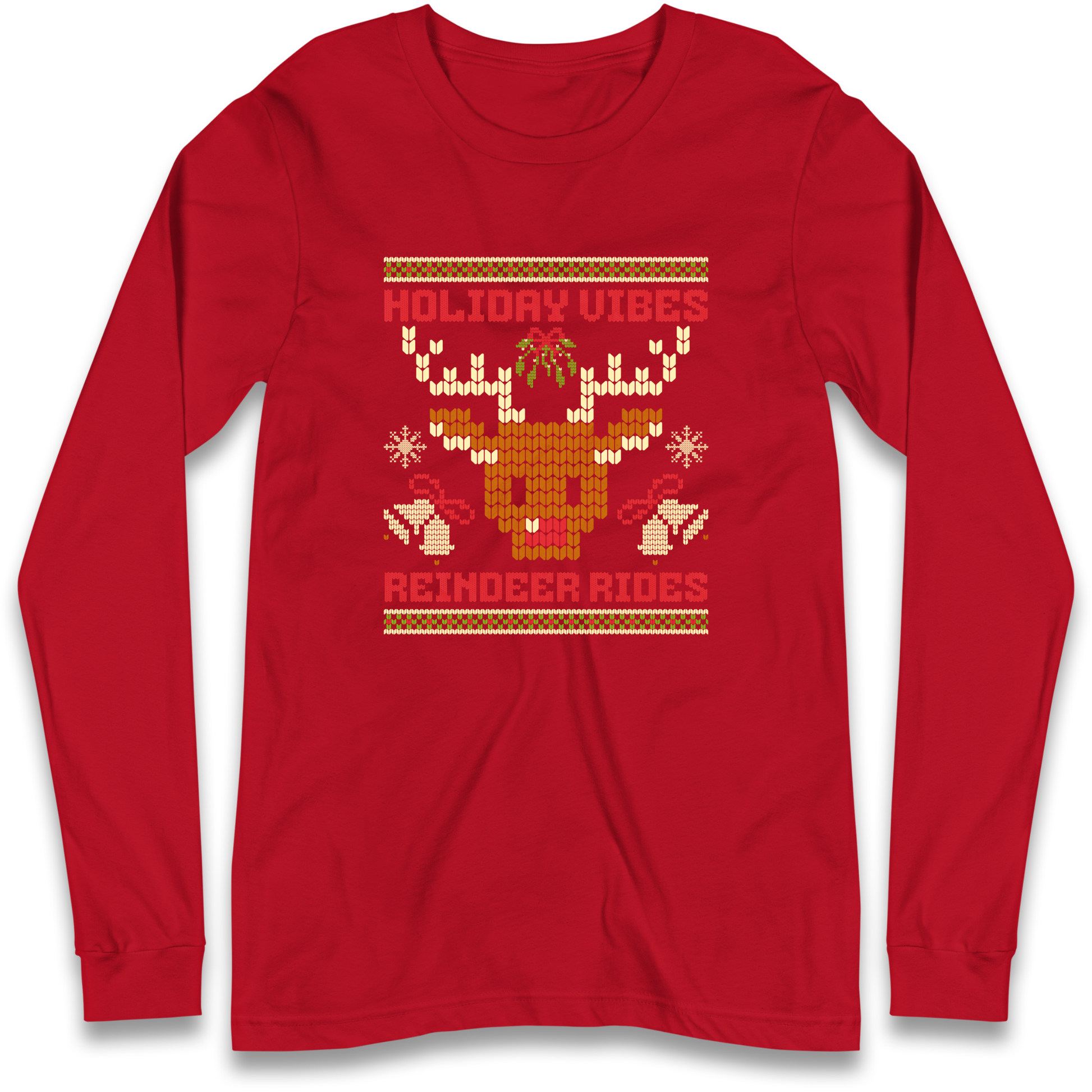 Holiday Vibes Reindeer Rides Christmas Longsleeve T Shirt