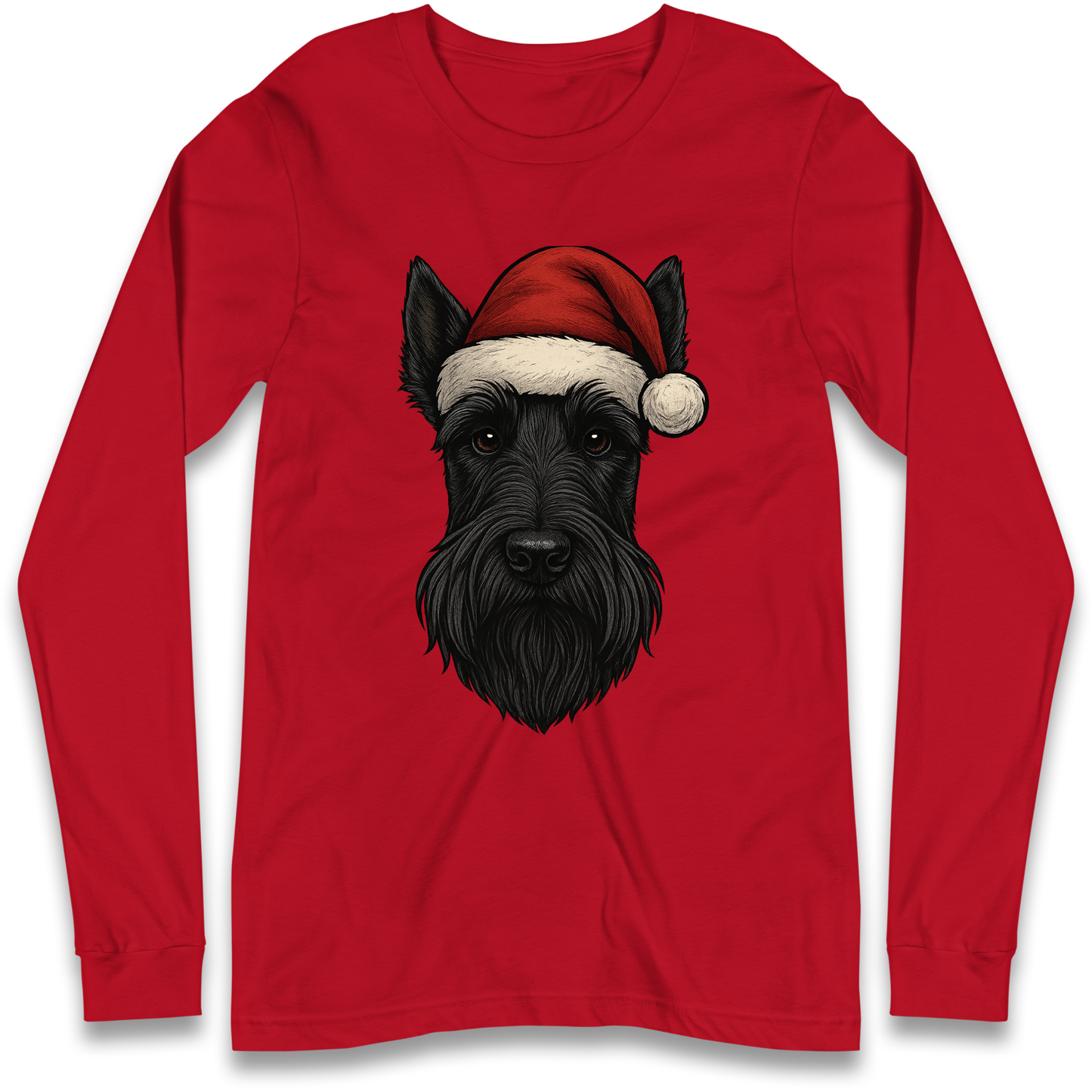 Scottish Terrier Face Christmas Longsleeve T Shirt
