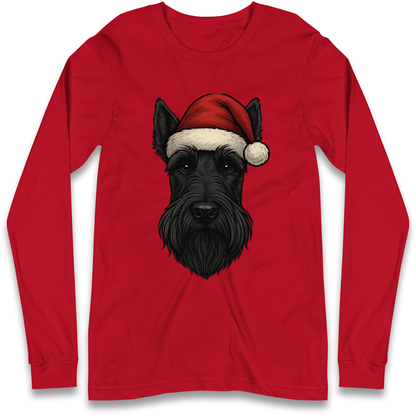 Scottish Terrier Face Christmas Longsleeve T Shirt