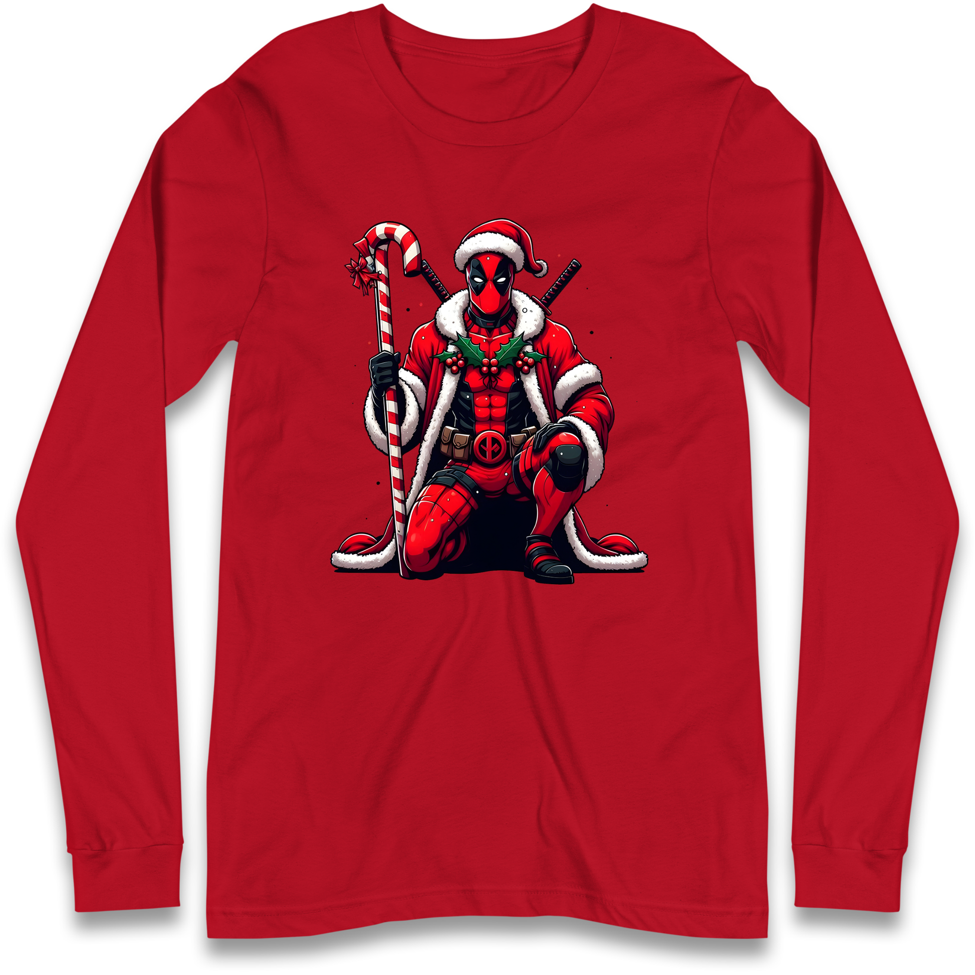 DeadPool Candy Cane Santa Longsleeve T Shirt