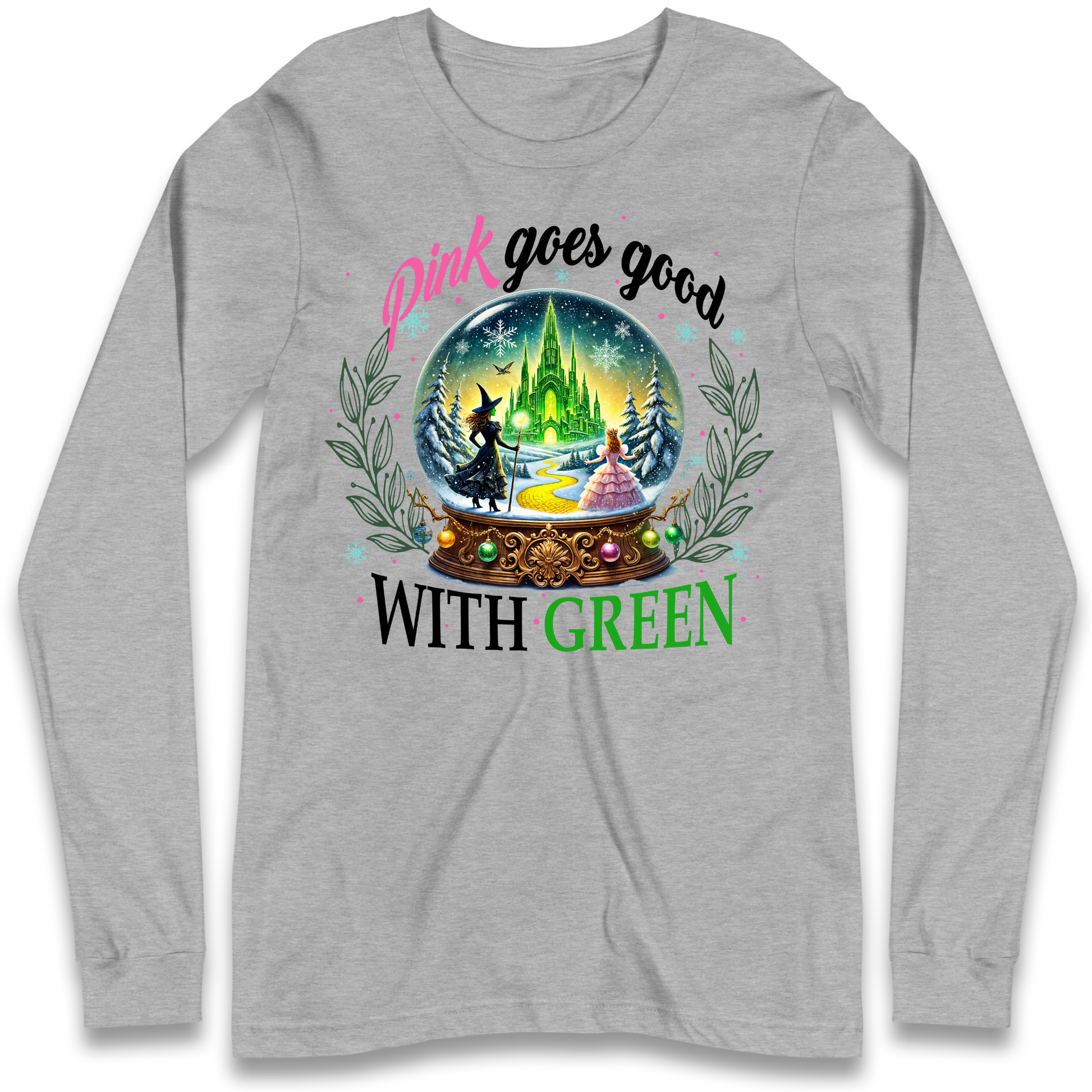 Wicked Pink Goes Good With Green Longsleeve Shirt 