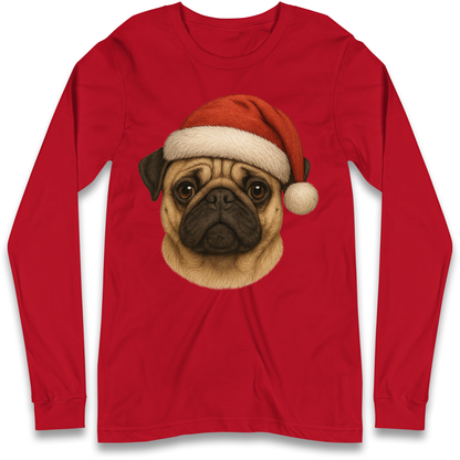 Pug Face Christmas Longsleeve T Shirt
