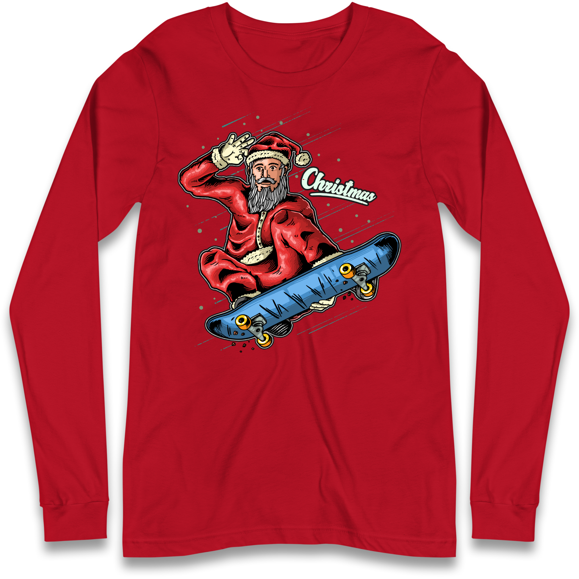 Santa Skateboarding Christmas Longsleeve T Shirt