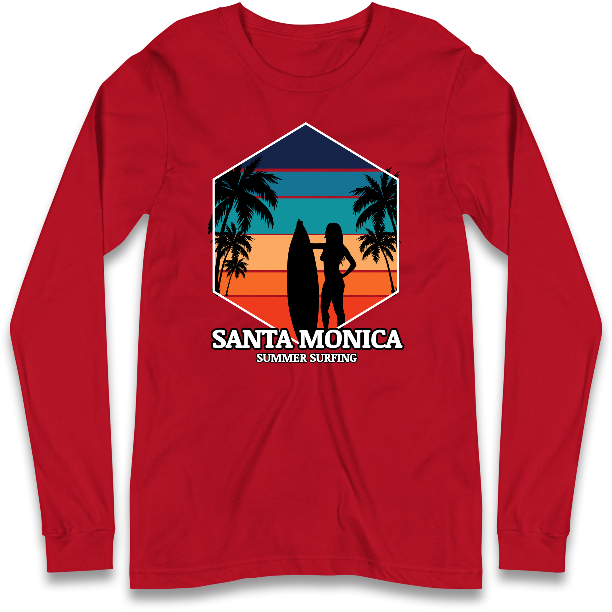 Santa Monica Summer Surfing Longsleeve T Shirt