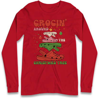 Crockin Around the Christmas Tree Christmas Longsleeve T Shirt