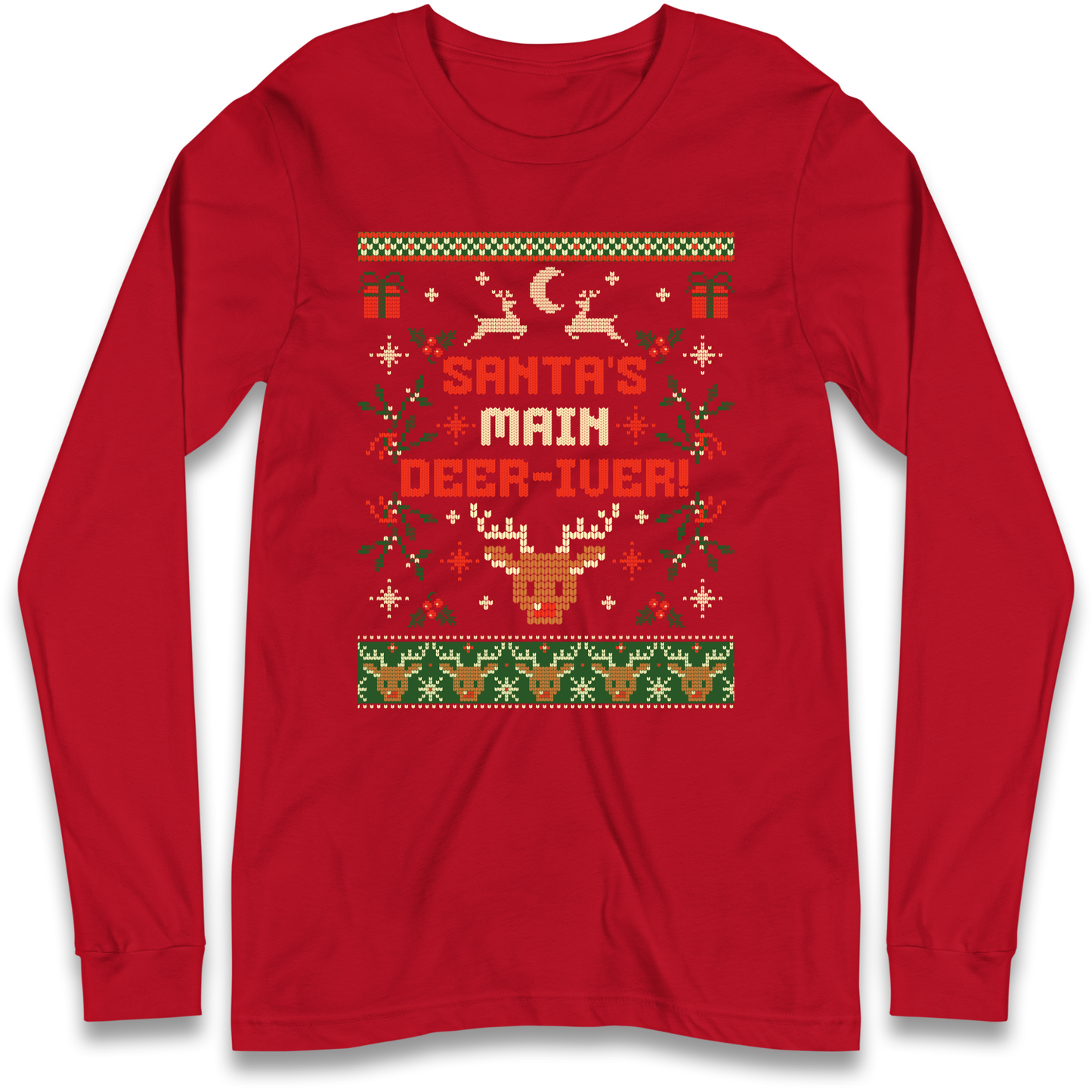 Santas Main Deer iver Christmas Longsleeve T Shirt