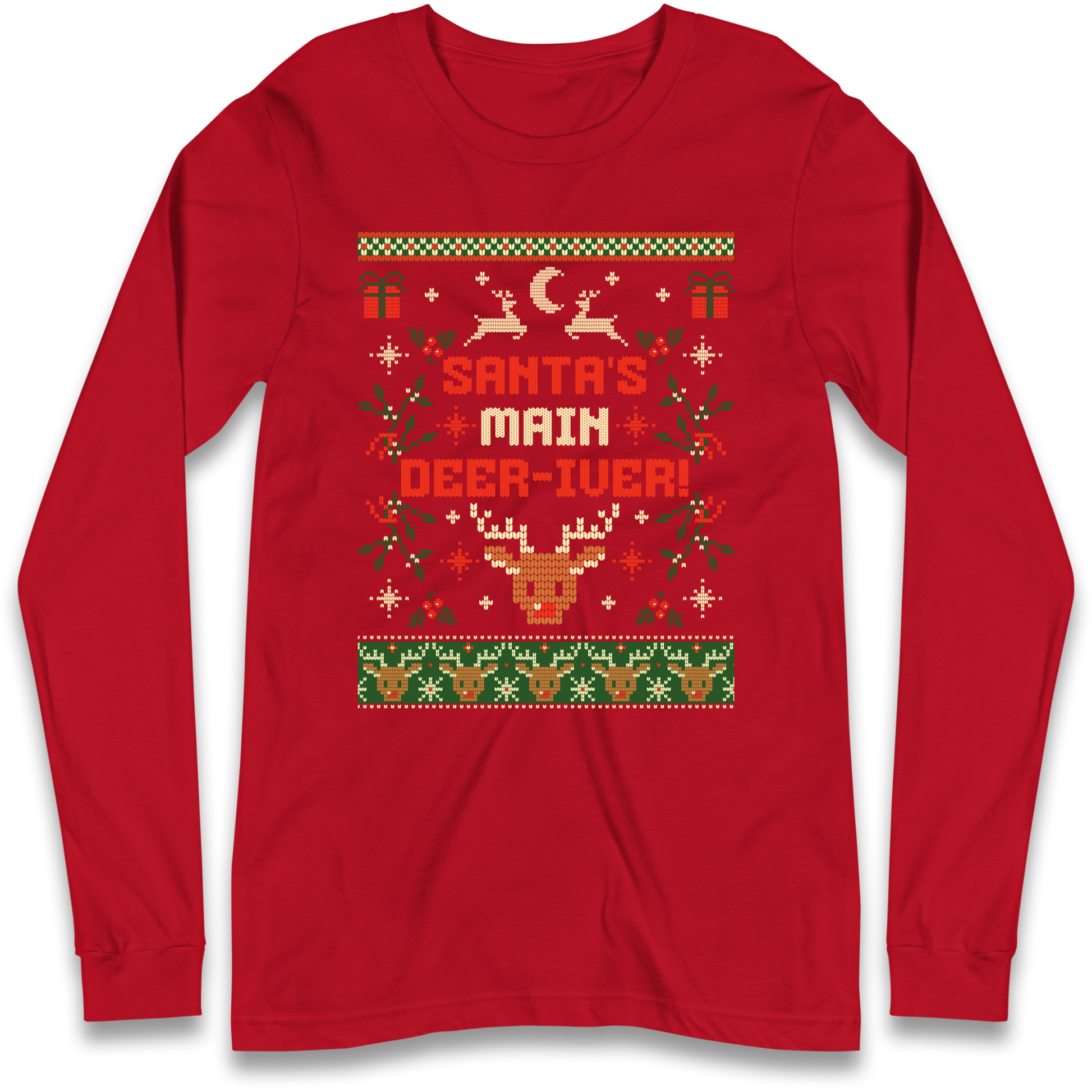 Santas Main Deer iver Christmas Longsleeve T Shirt