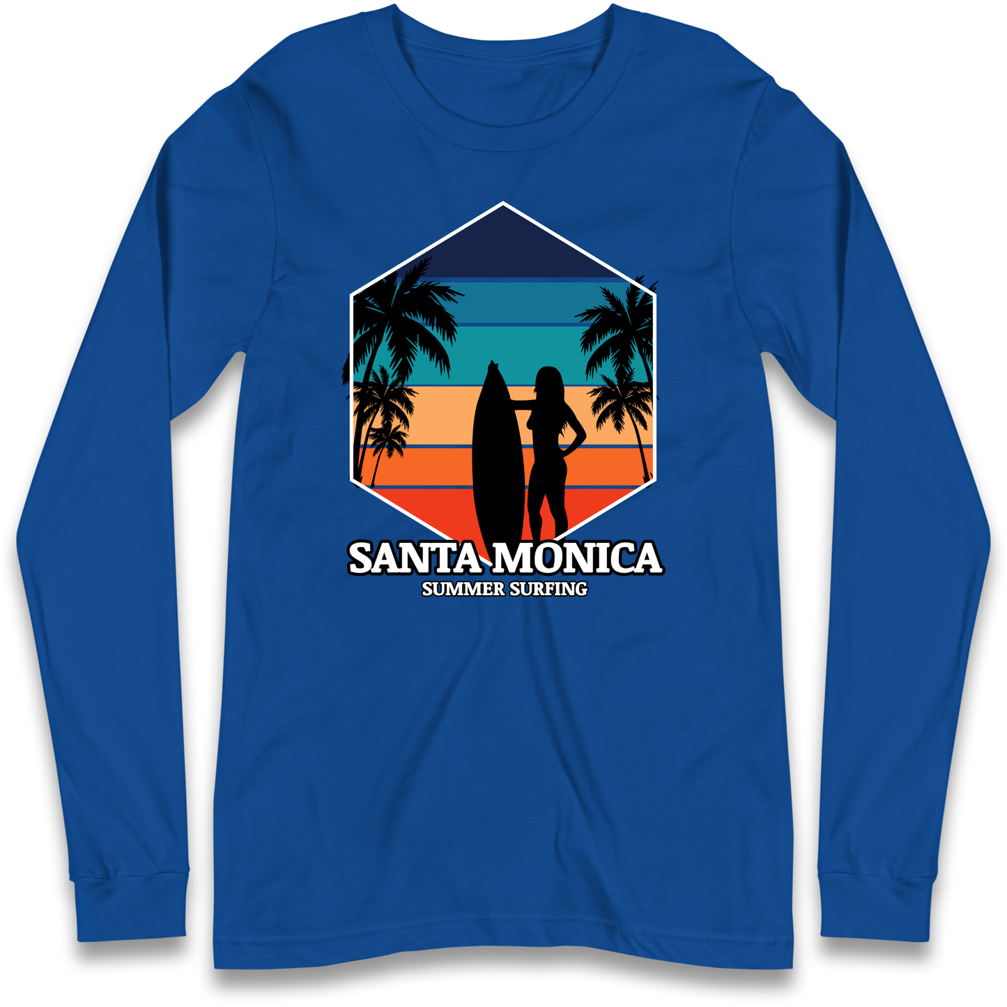 Santa Monica Summer Surfing Longsleeve T Shirt