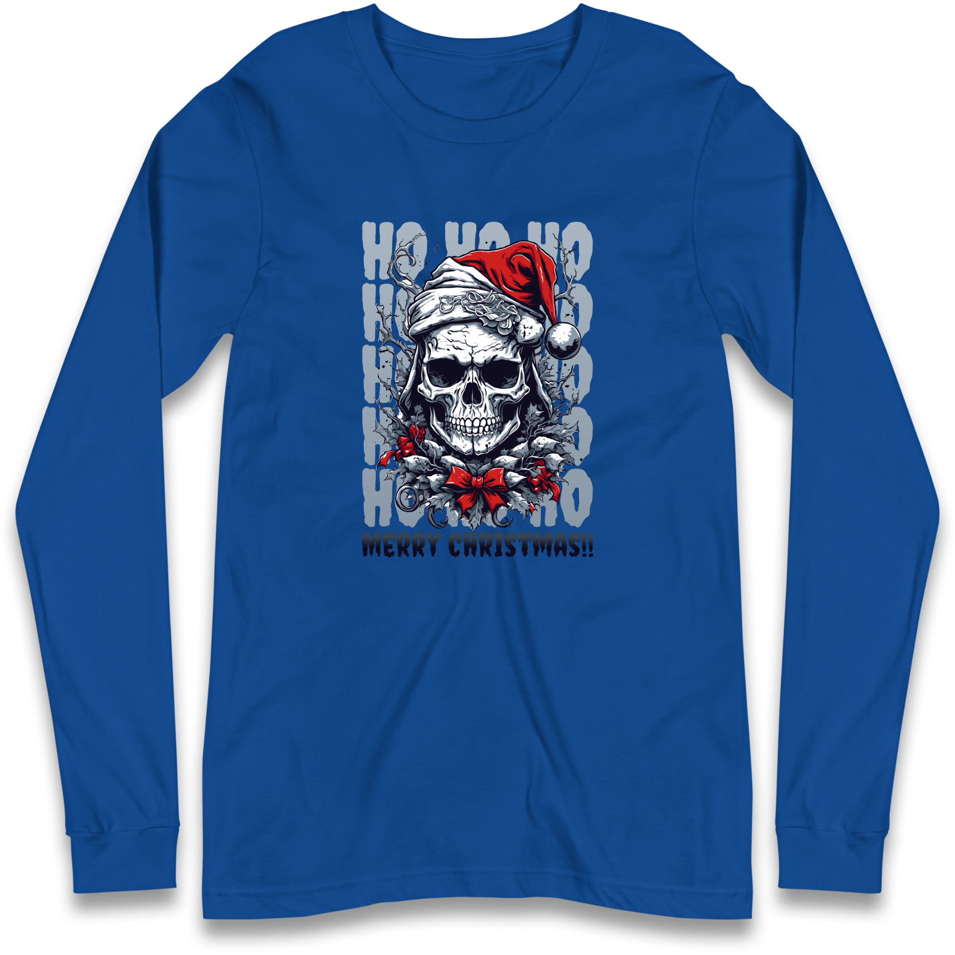 HO HO HO Santa Skelington Christmas Longsleeve T Shirt