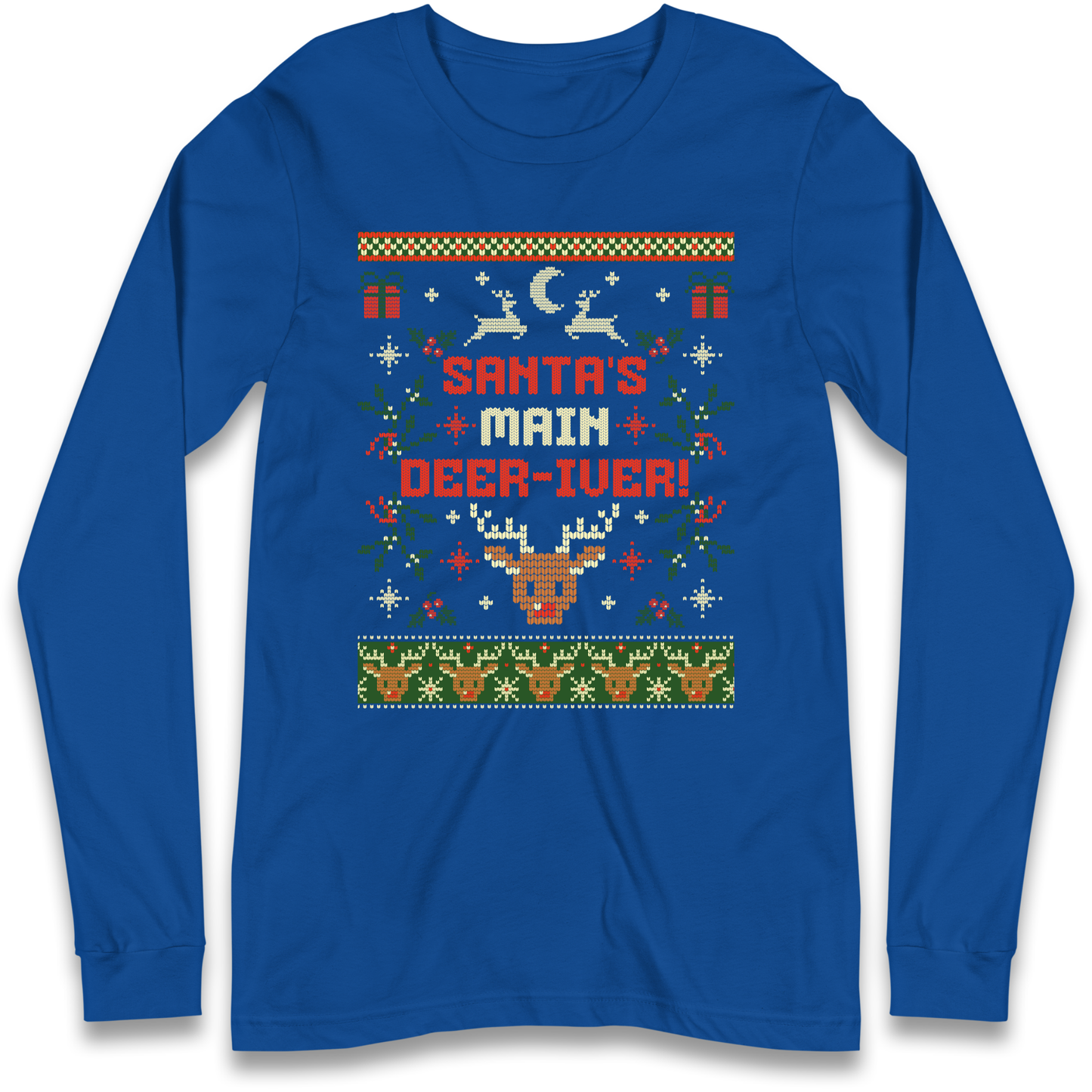 Santas Main Deer iver Christmas Longsleeve T Shirt