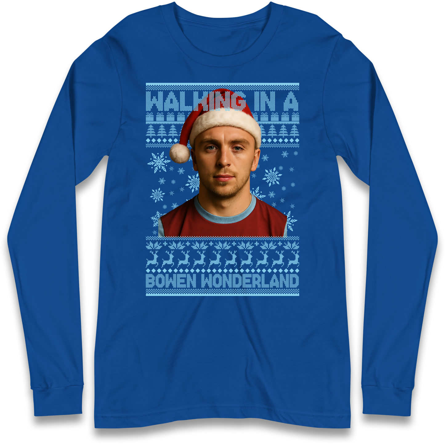 Jared Bowen walking in a Bowen Wonderland Christmas Longsleeve T Shirt