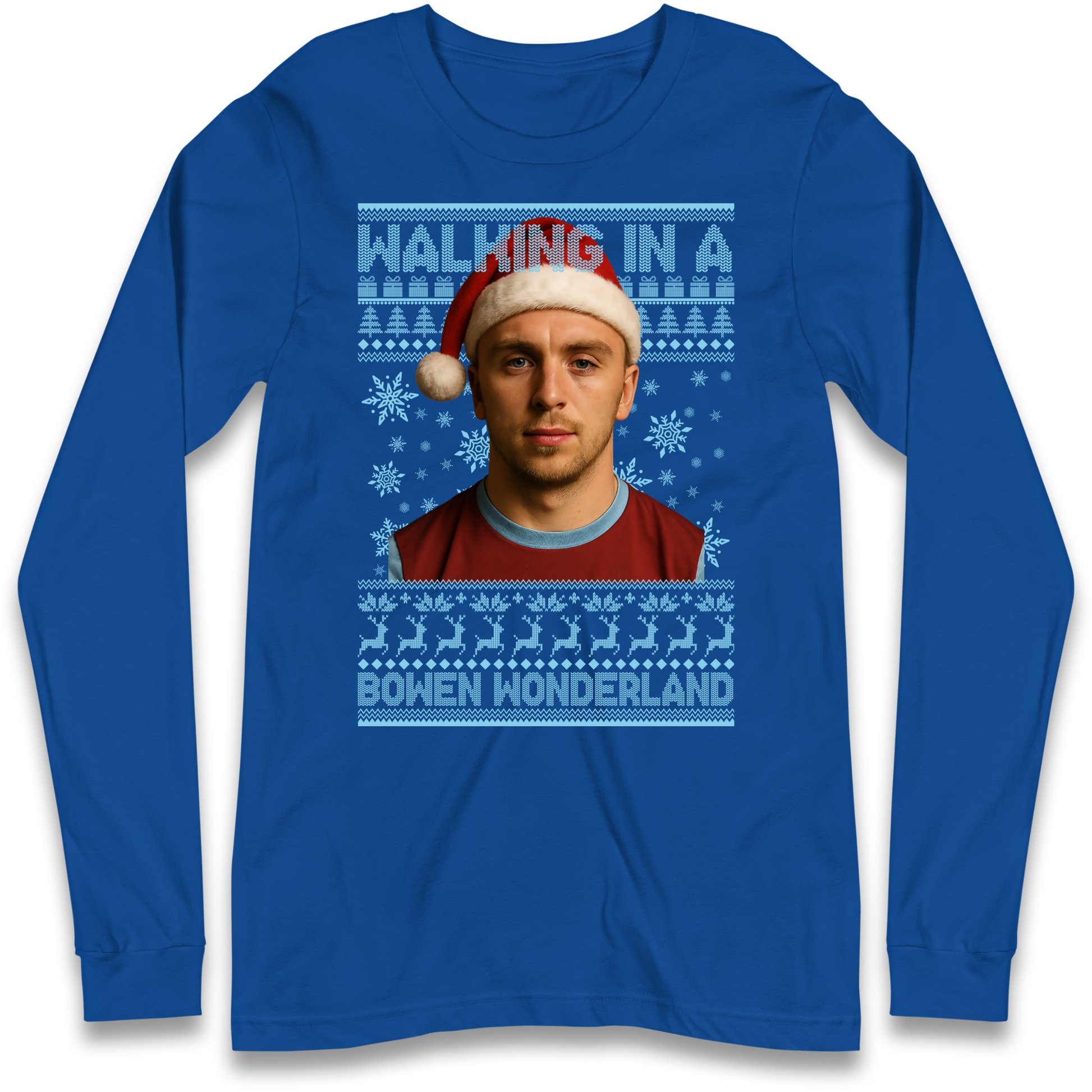 Jared Bowen walking in a Bowen Wonderland Christmas Longsleeve T Shirt
