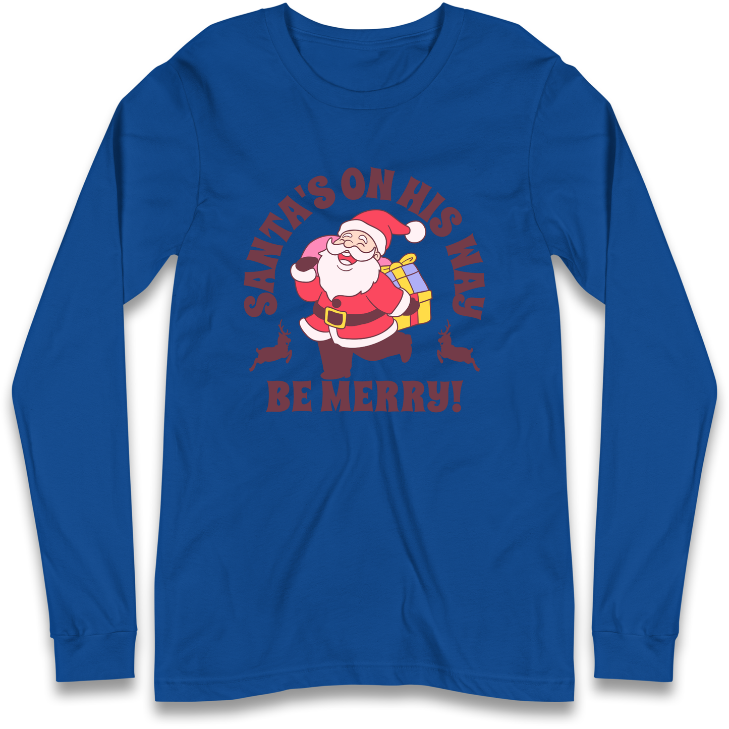 Santa's On His Way Christmas Longsleeve T Shirt