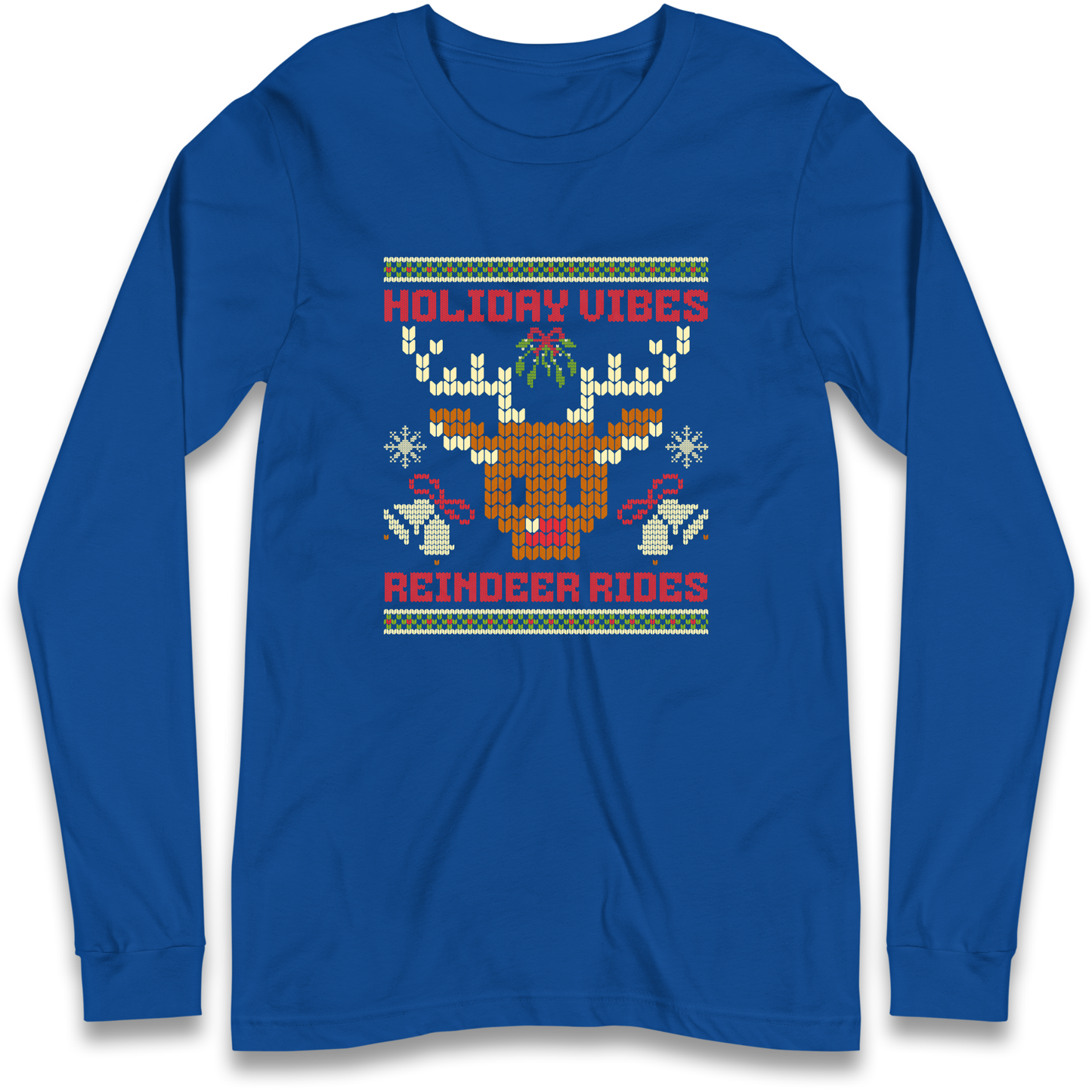Holiday Vibes Reindeer Rides Christmas Longsleeve T Shirt