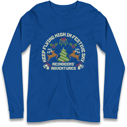 Keep Flying High In Festive Sky Christmas Longsleeve T Shirt